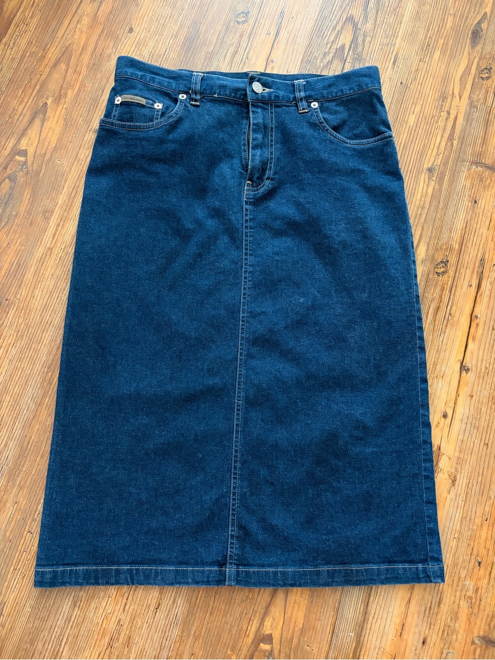 Calvin Klein Dark Blue Denim Midi Skirt
